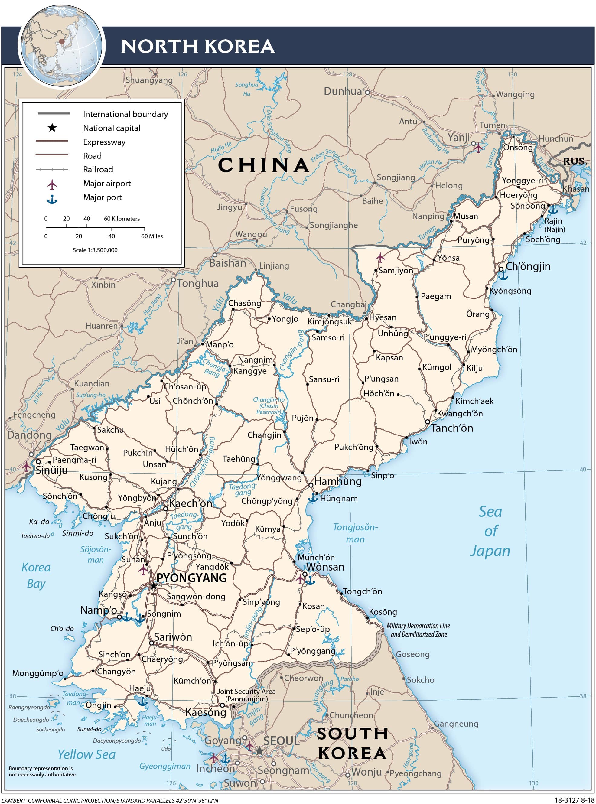 CIA North Korea transportation map