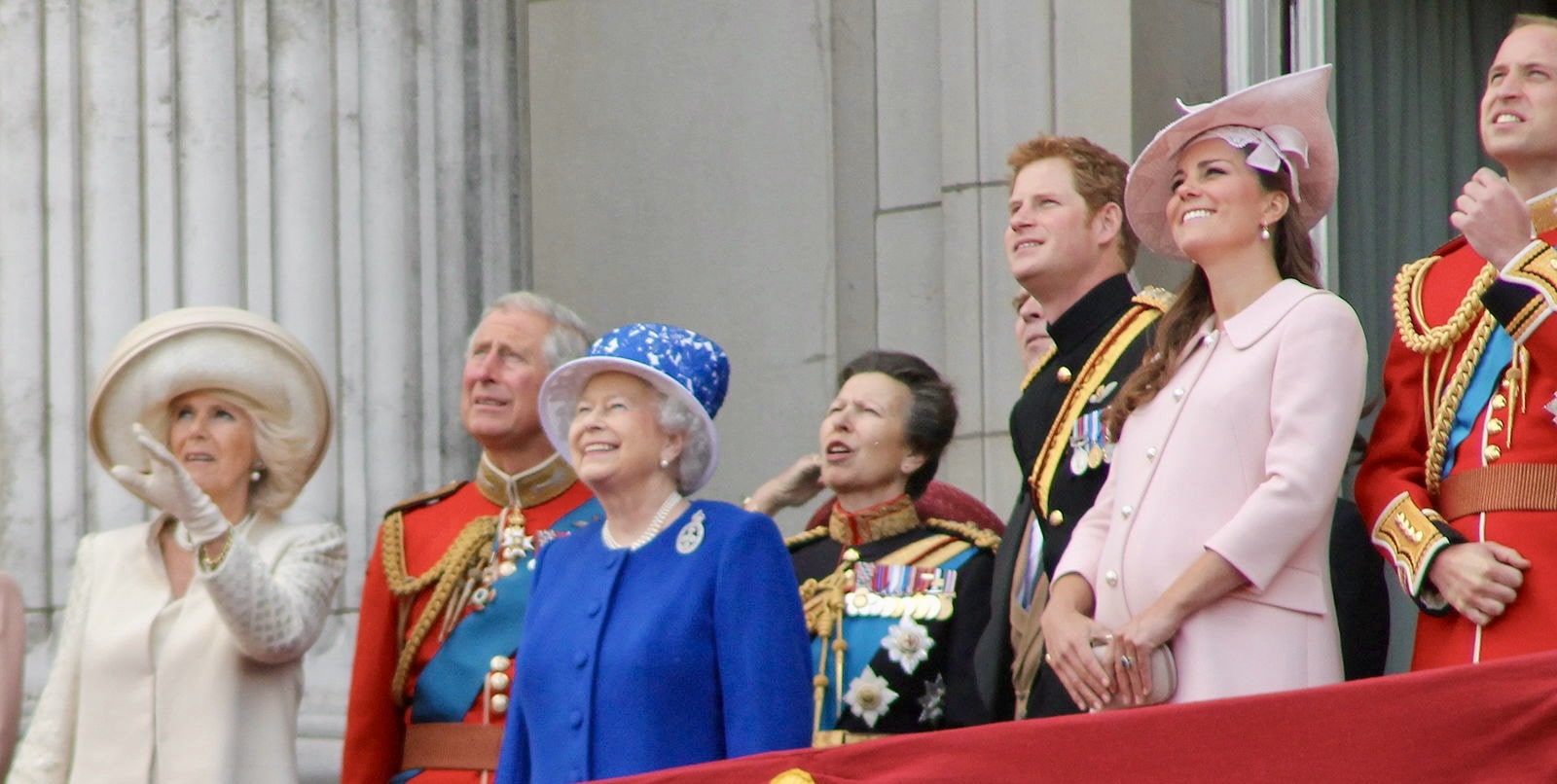 British royal family standing at Buckingham Palace