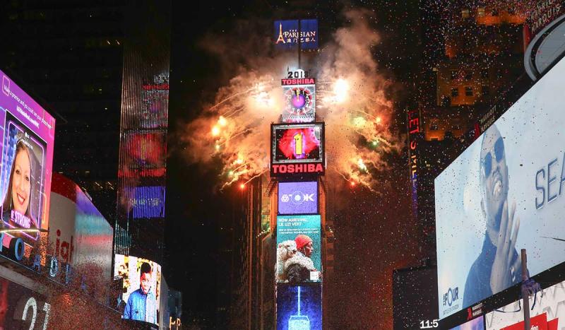 The ball signifying the New Year was dropped for the first time at Times Square in New York City.