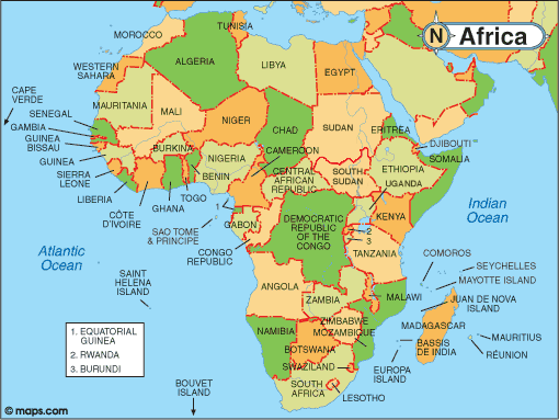 map of countries in africa