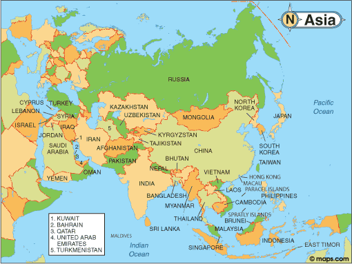 Map Of The Countries Of Asia