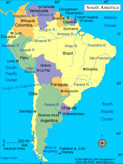 South America Map And Countries