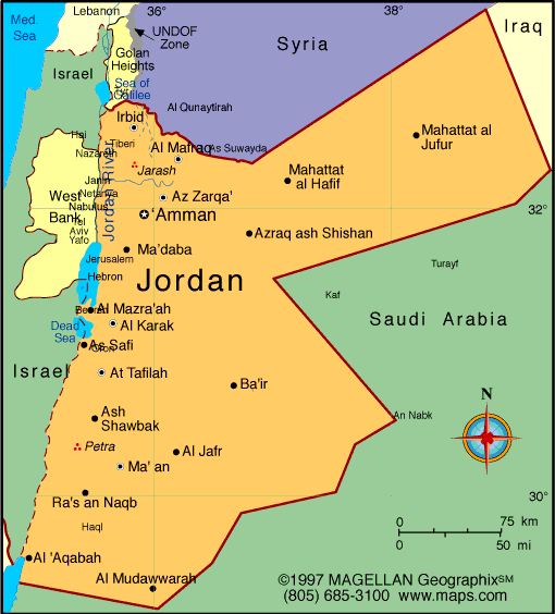 Jordan Map With Cities - Daryn Goldarina